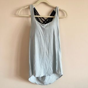 Lululemon Athletica Blue Striped Tank with built in bra S 4